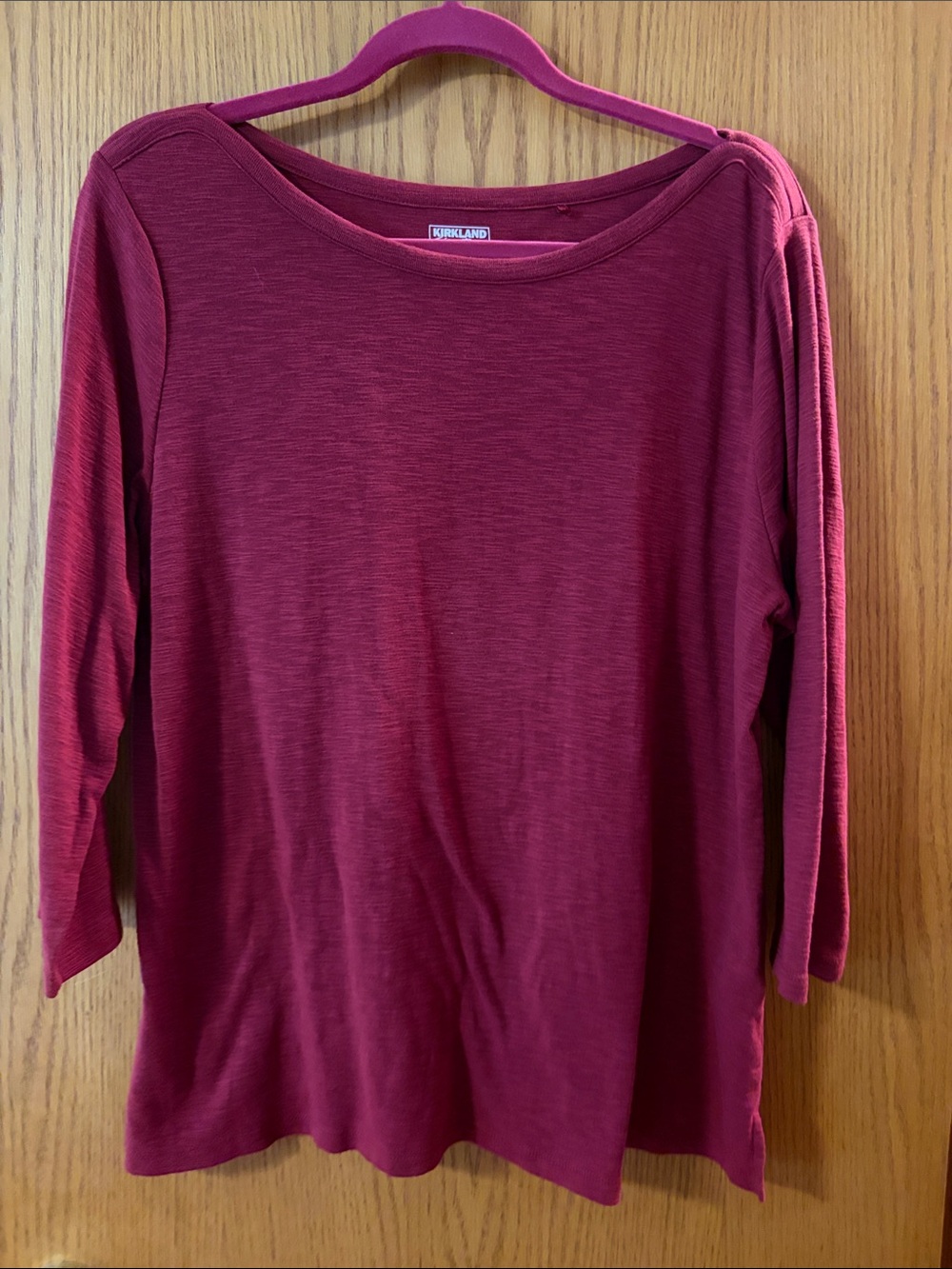 Kirkland Signature Women's Boatneck Long Sleeve Top - Deep Burgundy